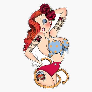 Cute Tattooed Pin Up Bumper Sticker Vinyl Decal 5"