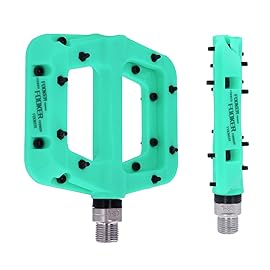 FOOKER MTB Pedals Mountain Bike Pedals 3 Bearing Non-Slip Lightweight Nylon Fiber Bicycle Platform Pedals for BMX MTB 9/16 (922-Green3bearings)