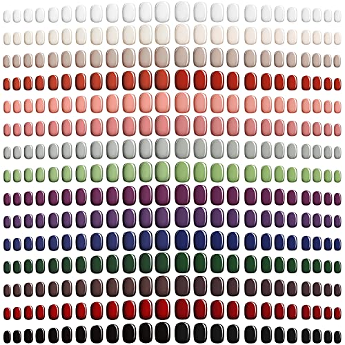 360 Stücke Kurze Aufkleben Nägel Quadrat Künstliche Falsche Nägel Aufdrücken Nägel Set Glänzende Reine Farbe Nagel Packungen Volle Abdeckung Fingernägel Mittlere Länge (Frische Farbe) Cover