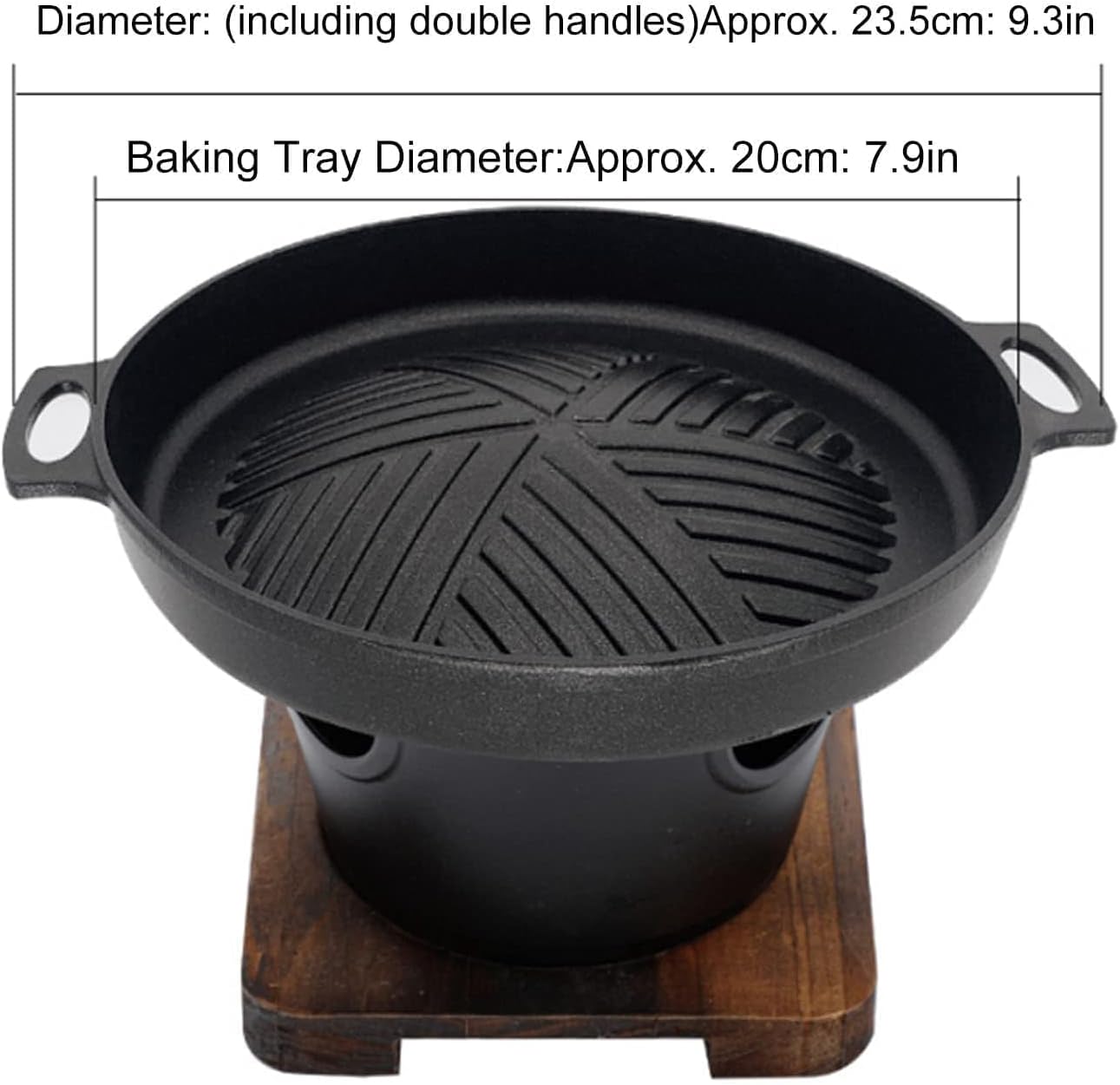 Portable Wooden Charcoal Grill, Countertop BBQ Grill, Portable Tabletop Charcoal Grill with Wood Plate Stick Proof Smokeless for Camping Picnic Home (Hn-Bbq18d)