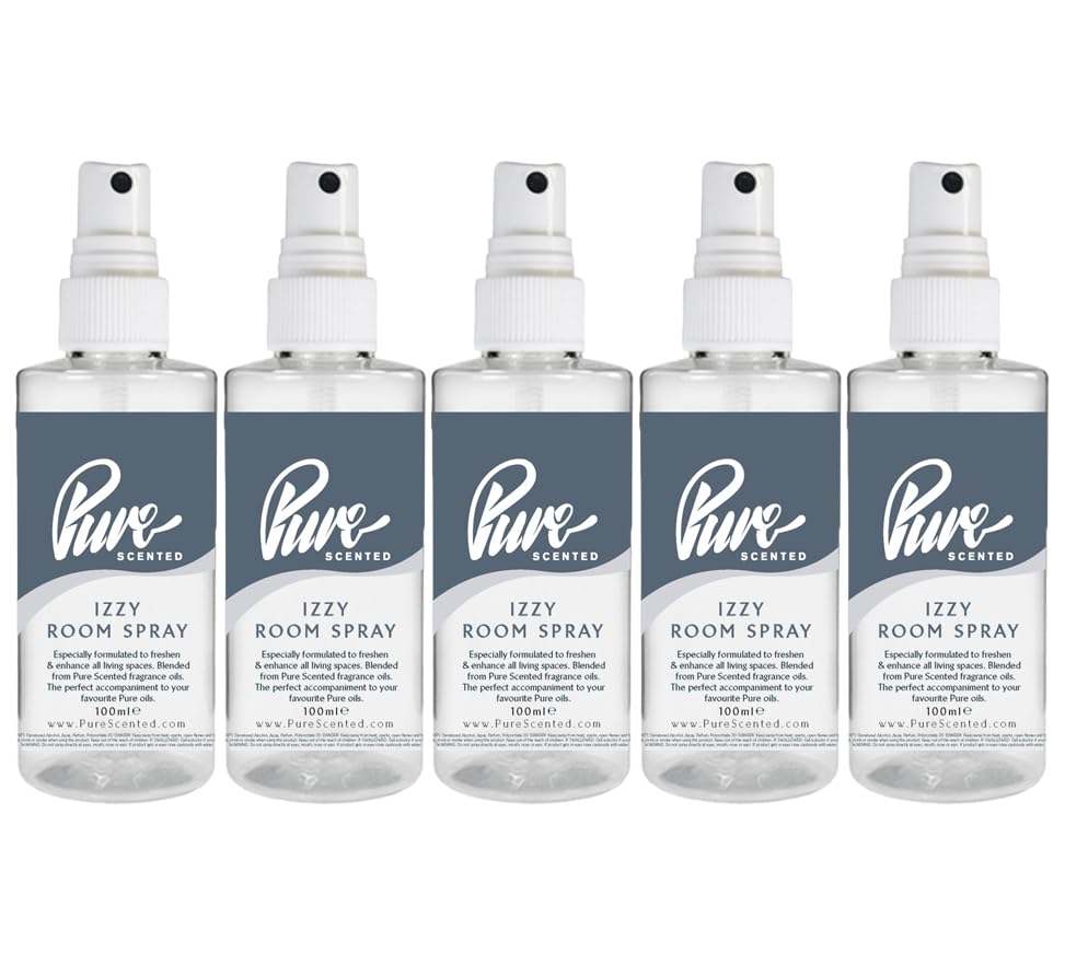 Pure Scented 500ml Room & Fabric Sprays 5 x 100ml Suitable For Home, Car, Caravan, Work, Gym Bags, Odour Eliminators (5 x 100ml, Izzy Male)