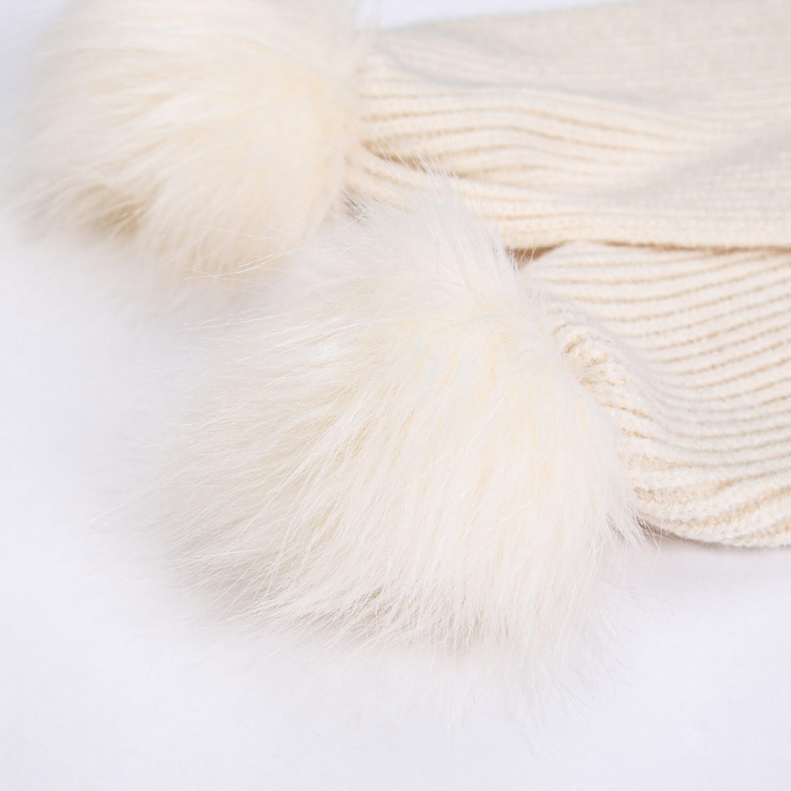 Set di cappello e sciarpa per bambini lavorati a maglia con decorazioni in peluche, per bambini da 2 a 6 anni, cappello caldo e silenziatore lungo