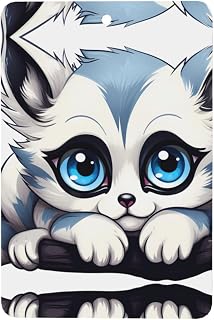 Phayah Lemur With Big Eyes Pattern Lavender Scent Car Air Freshener Rectangle Card Hanging Hanging Scented Card 6 Pcs For Cars Closet Drawer