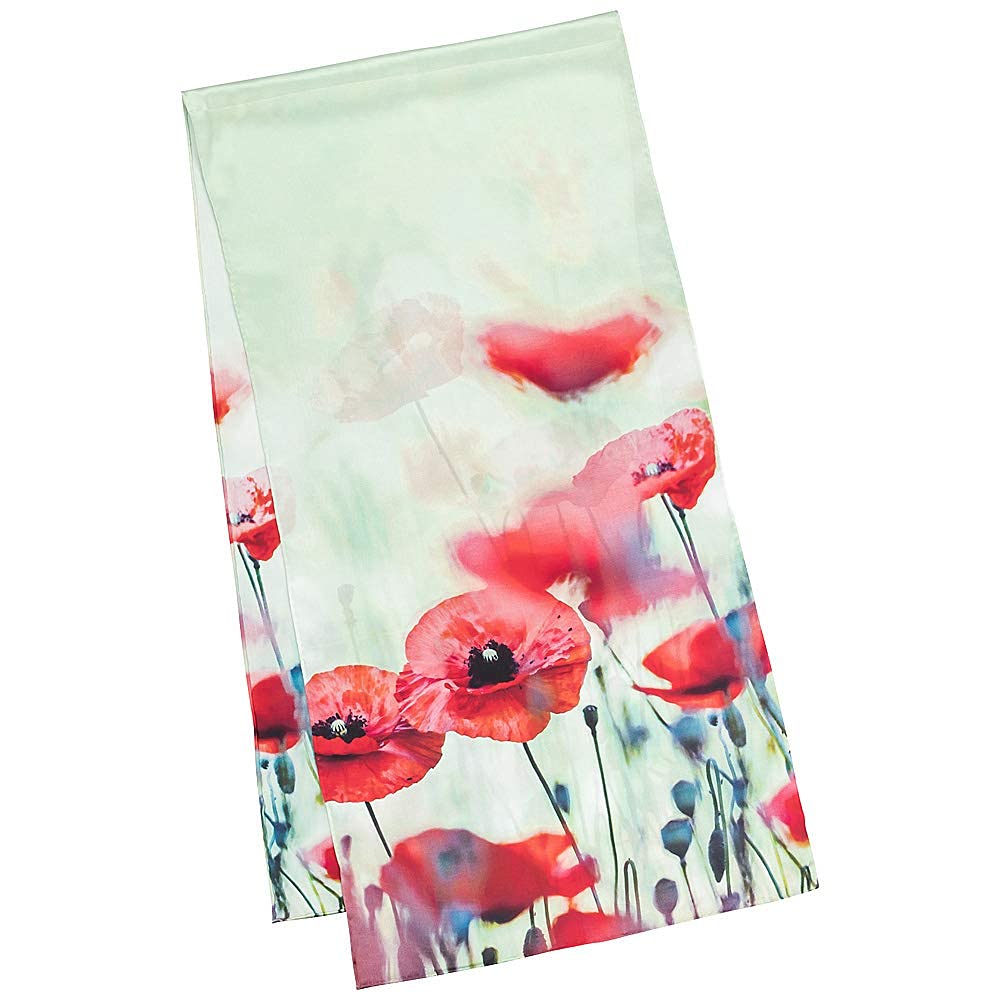 VON LILIENFELD Apaszka Jedwabna Damska 100% Jedwab Maki Kwiaty 172 x 42 cm