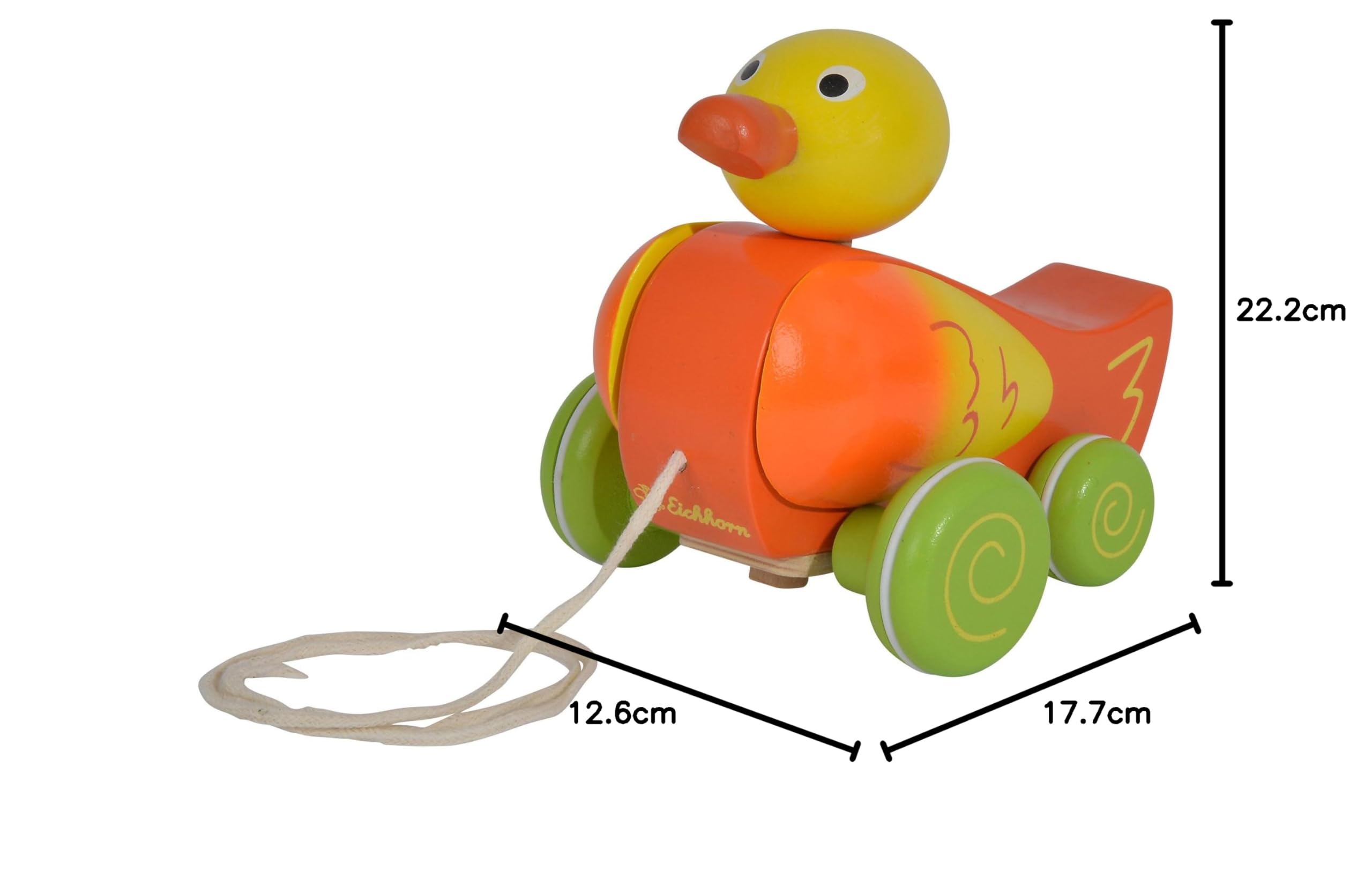 Eichhorn 100002423 – nachziehente, cabeza y alas móviles, madera de abedul, 16.5 cm , color/modelo surtido