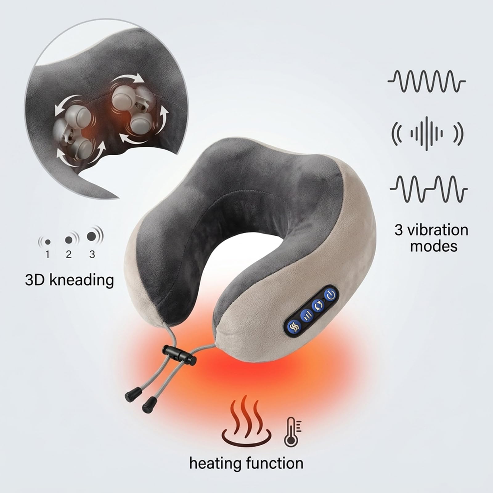FELIXIZ Masseur Cervical avec Pétrissage 3D, Vibrations et Chaleur. 3 Vitesses. Coussin Réglable Sans Fil. 15 Min Arrêt Auto. Pour Maison, Bureau, Voyage.
