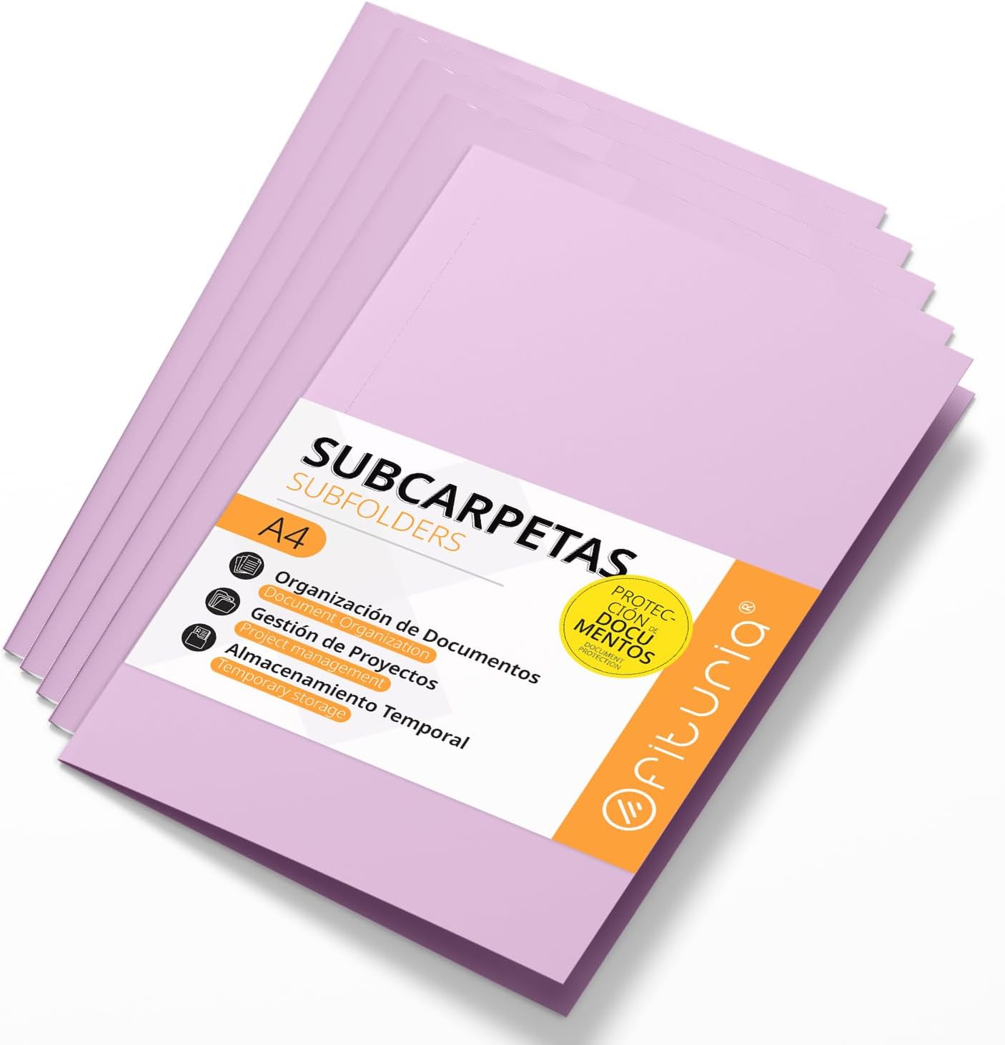 A4 Cardboard Subfolders, Paper Filing Folders 180 g, File Folder for Documents, Pack of 50 Coloured Office Subfolders for Filing and Sorting Papers – Ophituria (Purple)