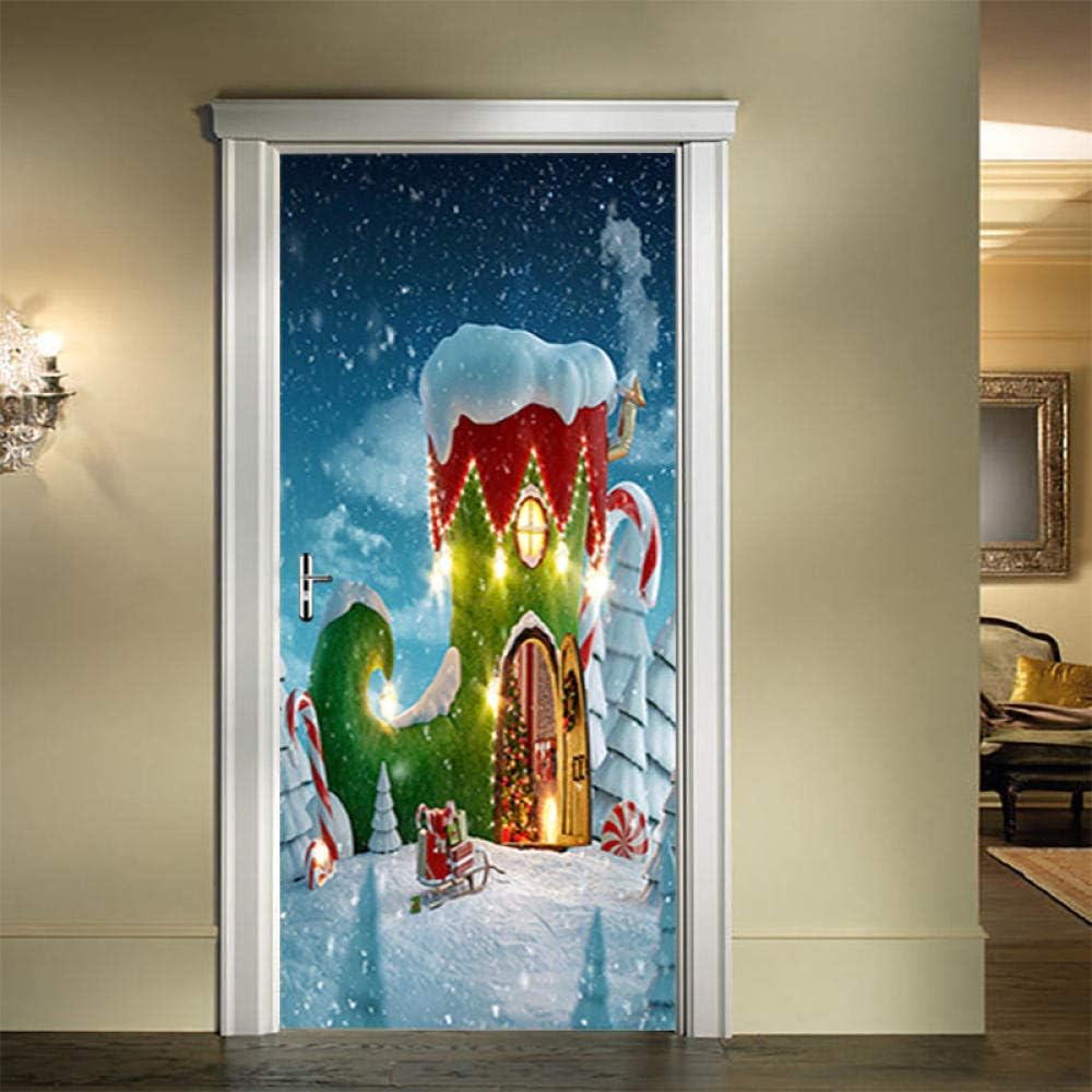 3D Door Mural Art Sticker Christmas 3D Door Sticker Dream House Self