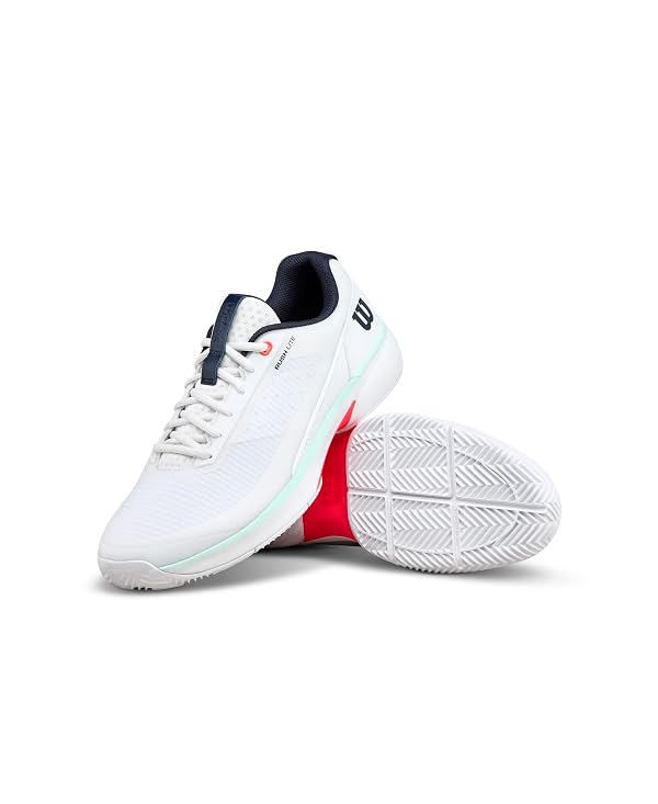 WILSON Rush Lite 5 Clay Men's Tennis Shoe - White/Bay/Fiery Coral, Size 12 by WILSON - Image 8