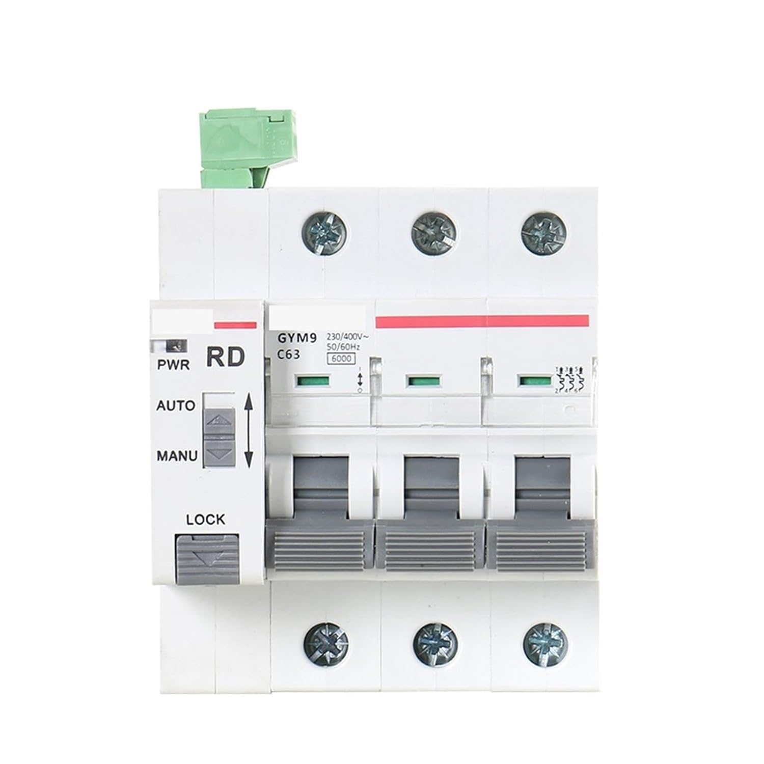 Wyłącznik szynowy Din GYM9 3P z automatycznym resetowaniem Wyłącznik automatyczny wyłącznik automatyczny Home 63A Automatyczny reset Reconnector 1 sztuka (kolor: GRD9M-R-AC220-AUTO, rozmiar: 3PMCB63A