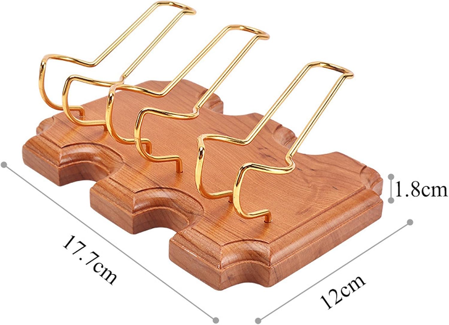 Wooden Pipe Stand Holder, Pipe Stand Display with 3 Metal Slots, Family Home Pipe Accessories