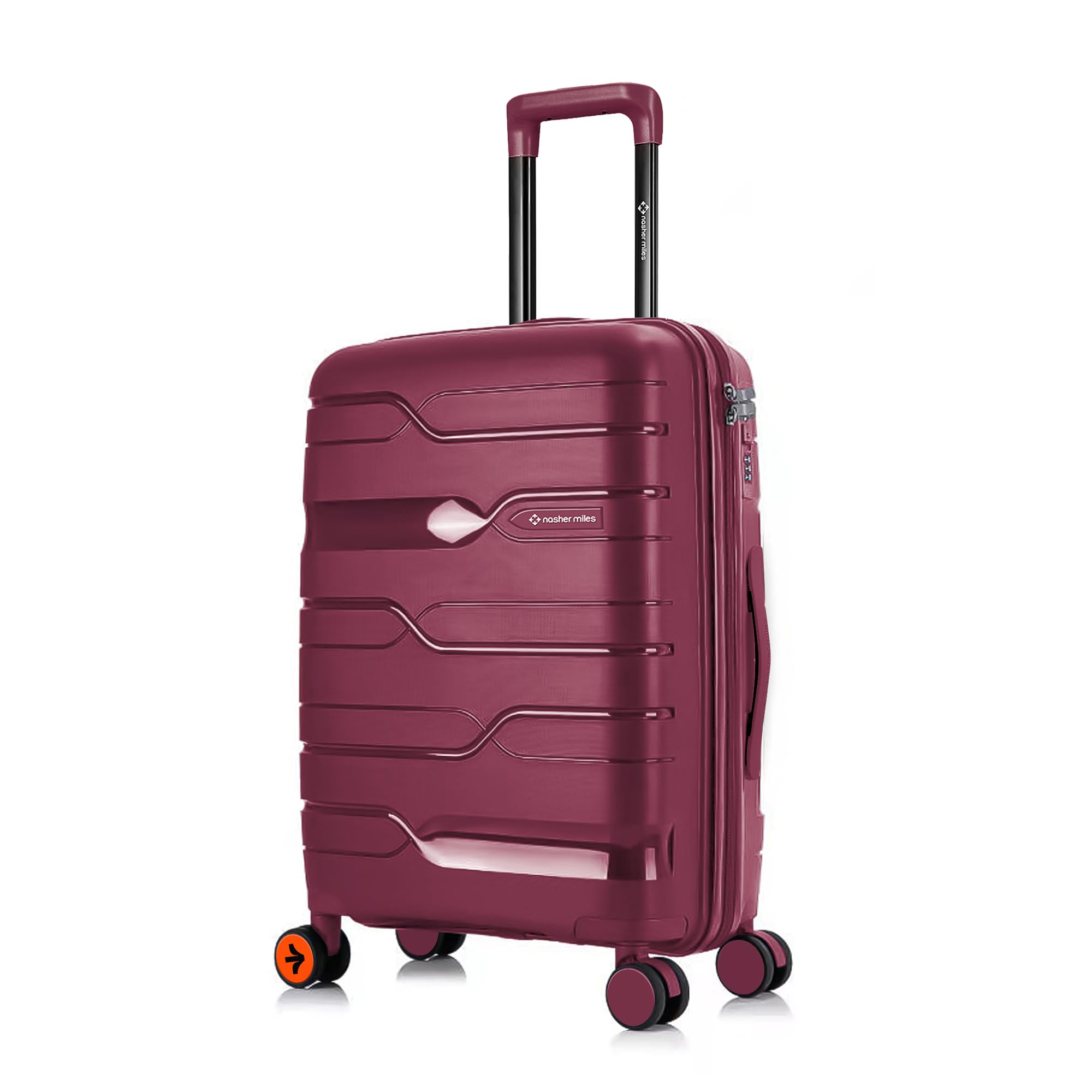 Polypropylene 360 Degree Paris Hard-Sided Check-in Luggage 24 inch | 65cm | 8 Wheels Medium Trolley Bag for Travel | Suitcase (Maroon)