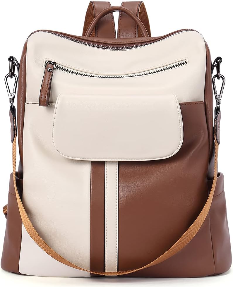 CLUCI Leather Backpack Purse for Women, Large Anti-theft Travel Backpack