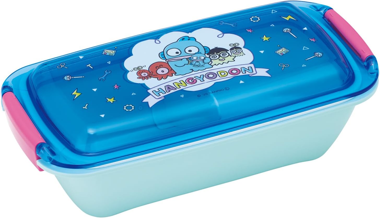 Skater Sanrio Hangyodon PTLB6B-A Biomass Easy to Clean Lunch Box, 1 Tier, 18.0 fl oz (530 ml), Fluffy Serving Container, Dome-Shaped Lid, Dishwasher Safe, Microwave Safe, Made in Japan