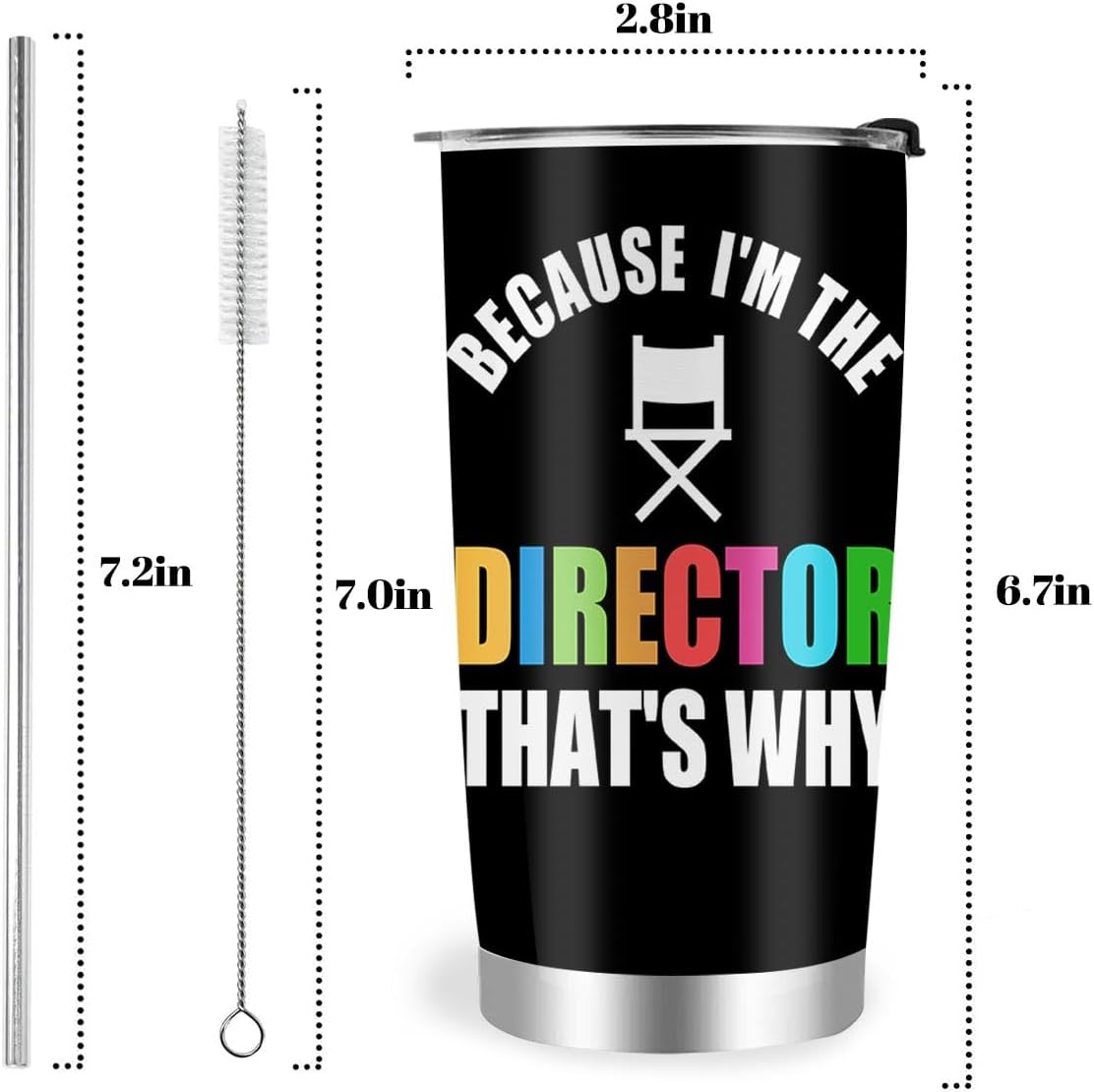 Theater Band Directors Gift, Choir Athletic Music Movie Directors Gift, Stainless Steel Tumbler with Lid Straw 20oz - Image 2