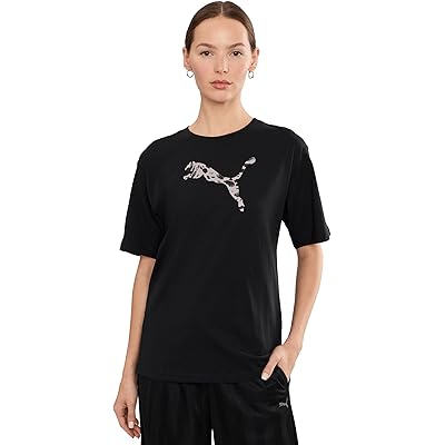 PUMA Essentials Graphics Animal Print Relaxed Tee puma black
