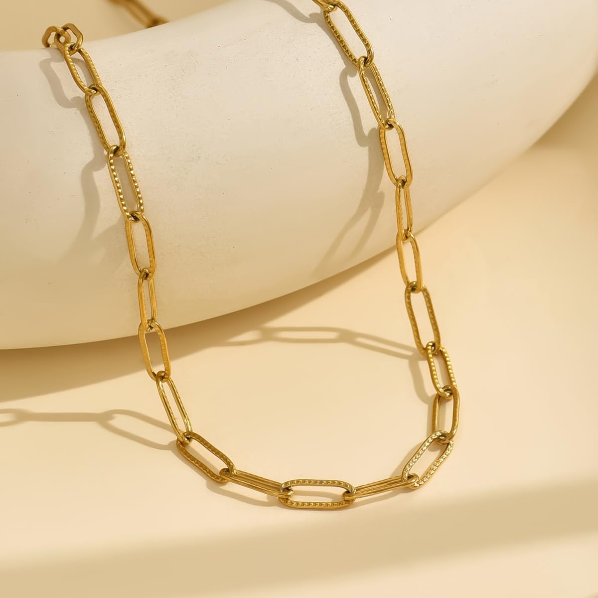 Chunky Gold Necklace for Women 18K Gold Plated Cuban Paperclip Choker Toggle Bar Clasp Necklaces Dainty Gold Chain Necklace Jewelry Gifts - Image 5