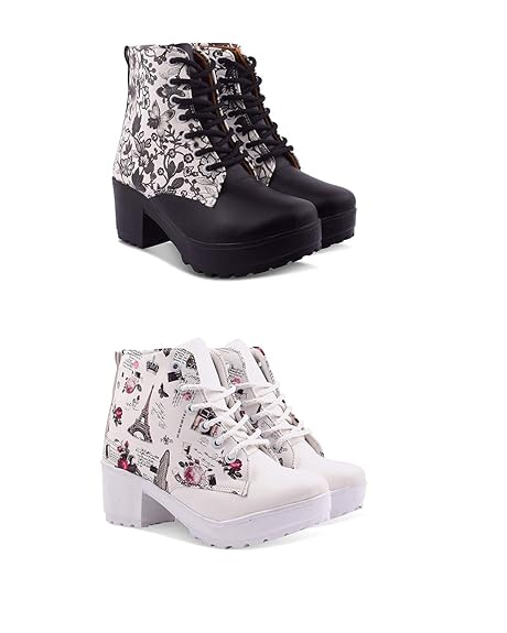Krafter Combo of 2 Perfect Stylish Girls High Ankel Boots For Women