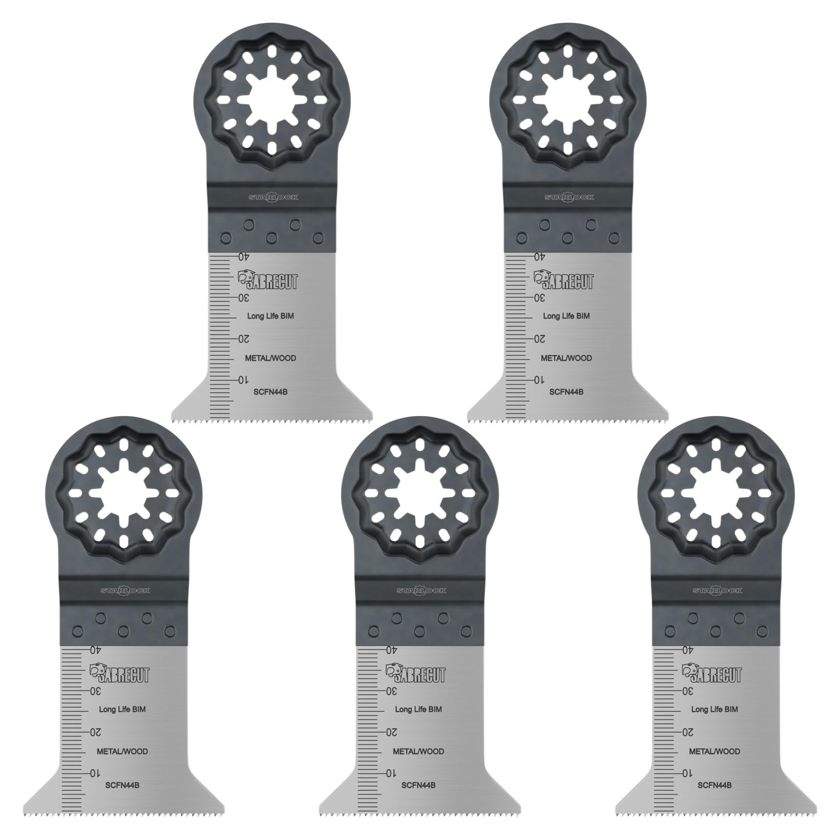 SabreCut 5pcs SCFN44B_5 50mm x 40mm Bi-Metal Oscillating Multitool Blades
