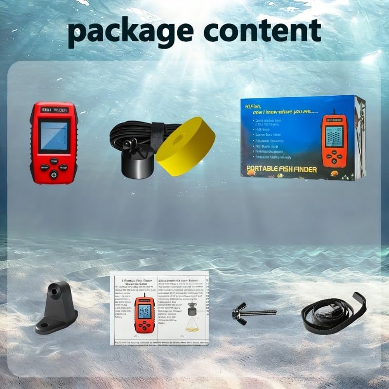 Kayak Portable Fish Depth Finder Water Handheld Fish Finder Sonar Castable Kayak Boat Fishfinder Transducer Fishing LCD Display
