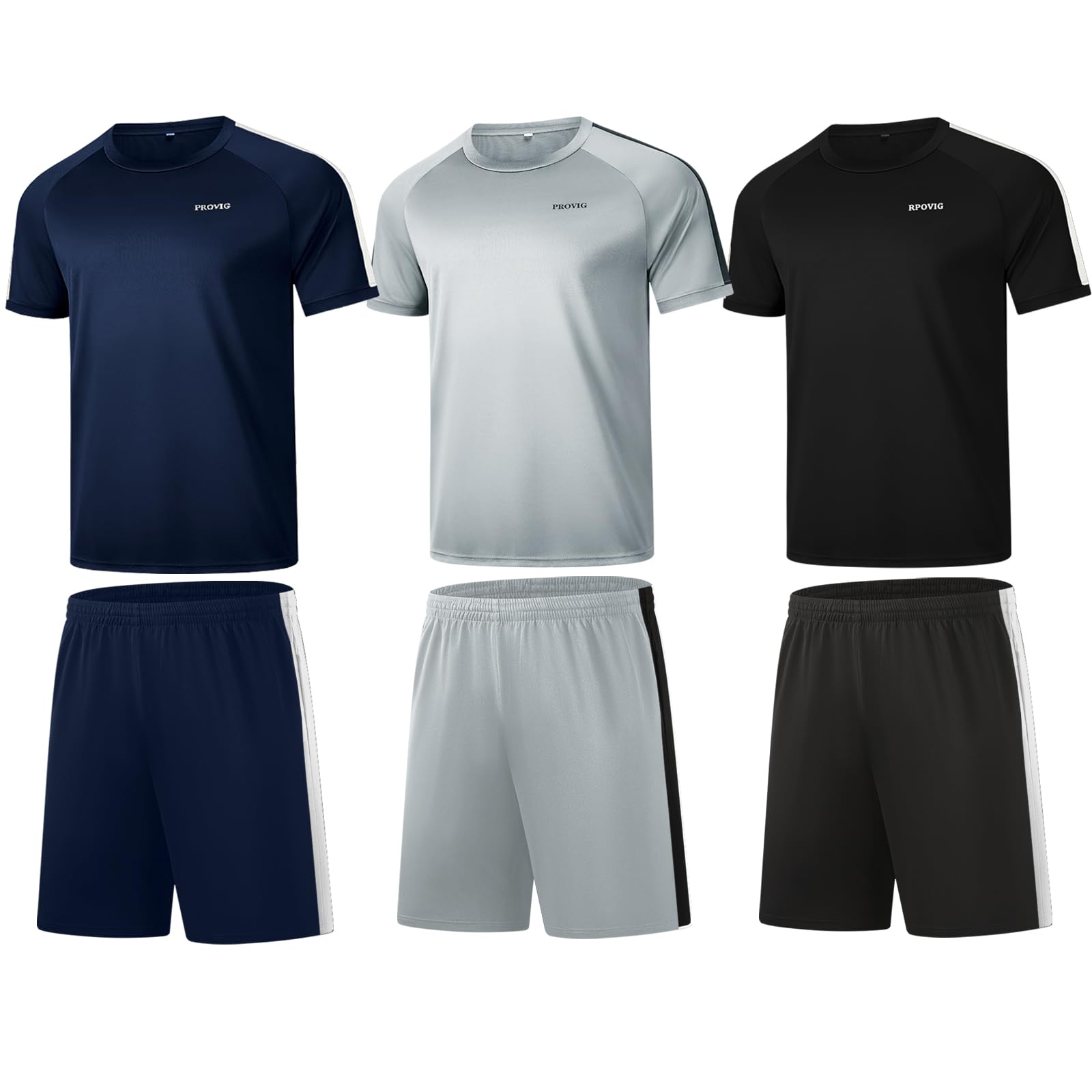 Shirts Shorts Workout Set:Men's 3 Pack Clothes Short set outfits Gym Active Athletic Basketball