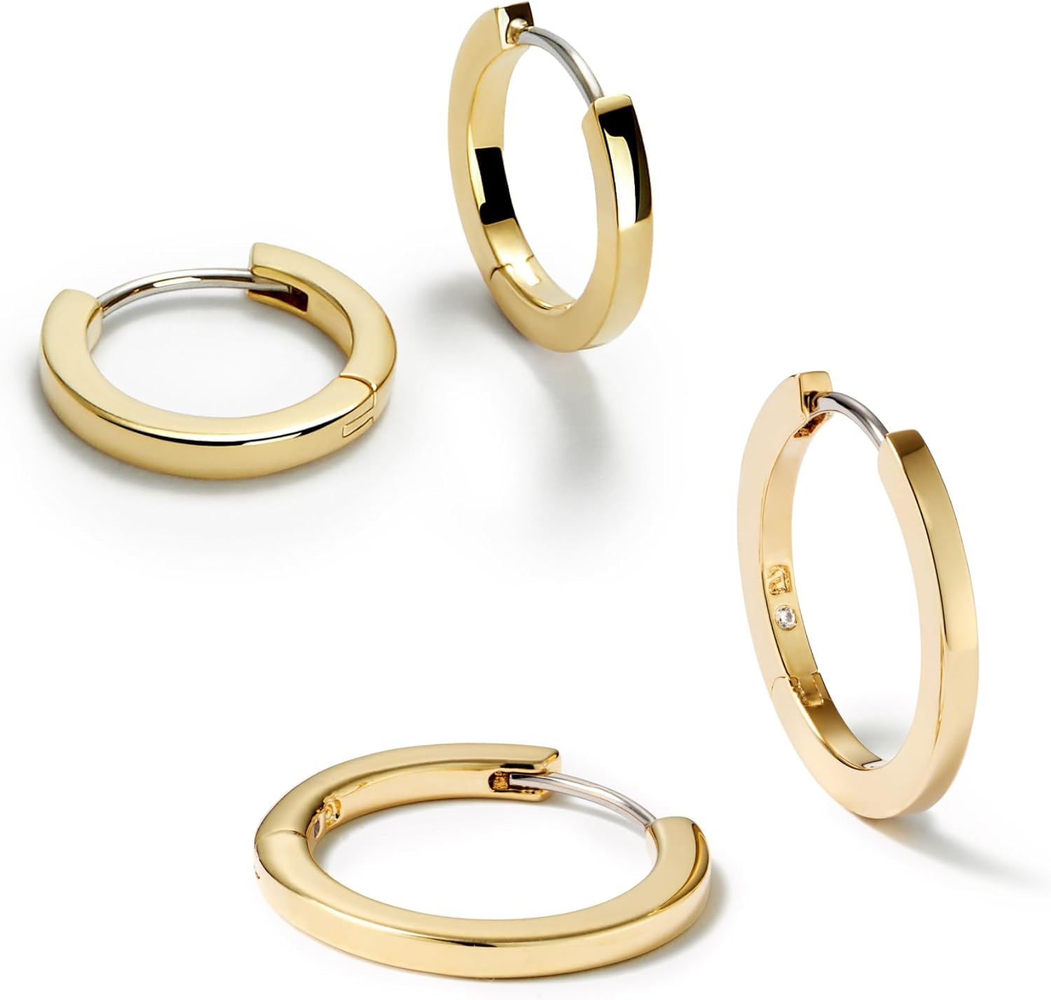 Ana Luisa Gold Hoop Earring Stacking Set for Women - Two Pair of 14K Gold Plated Huggie Hoops - Two Sizes Included for Stacking: Mini & Medium Huggie Hoop Earrings - Hypoallergenic Gifts for Women