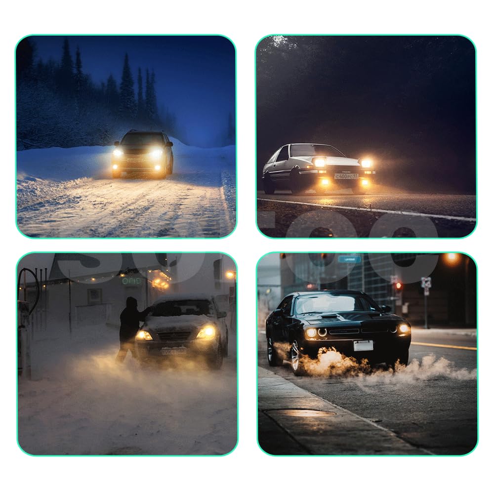 SOFOC-H16 Luci fendinebbia ausiliarie per auto 12V 19W Luce gialla Alta penetrazione Plug & Play Senza polarità 2 pezzi