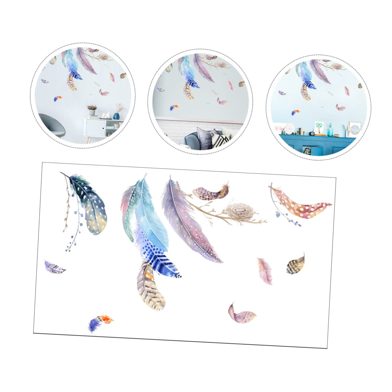 WOONEKY 4fogli Decorative Pvc Wall Stickers Removable Wall Decal for Home Décor for Living Bedroom Nursery and More
