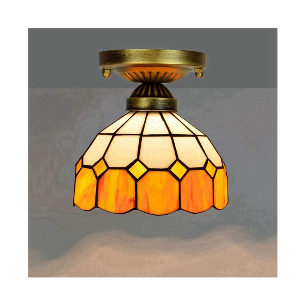 Generisch Lampa sufitowa z witrażem, 8 cali, retro półoprawa E27, idealna na wyspę kuchenną, korytarz, sypialnię, garaż i wiele innych, stylowe oświetlenie do każdego pomieszczenia