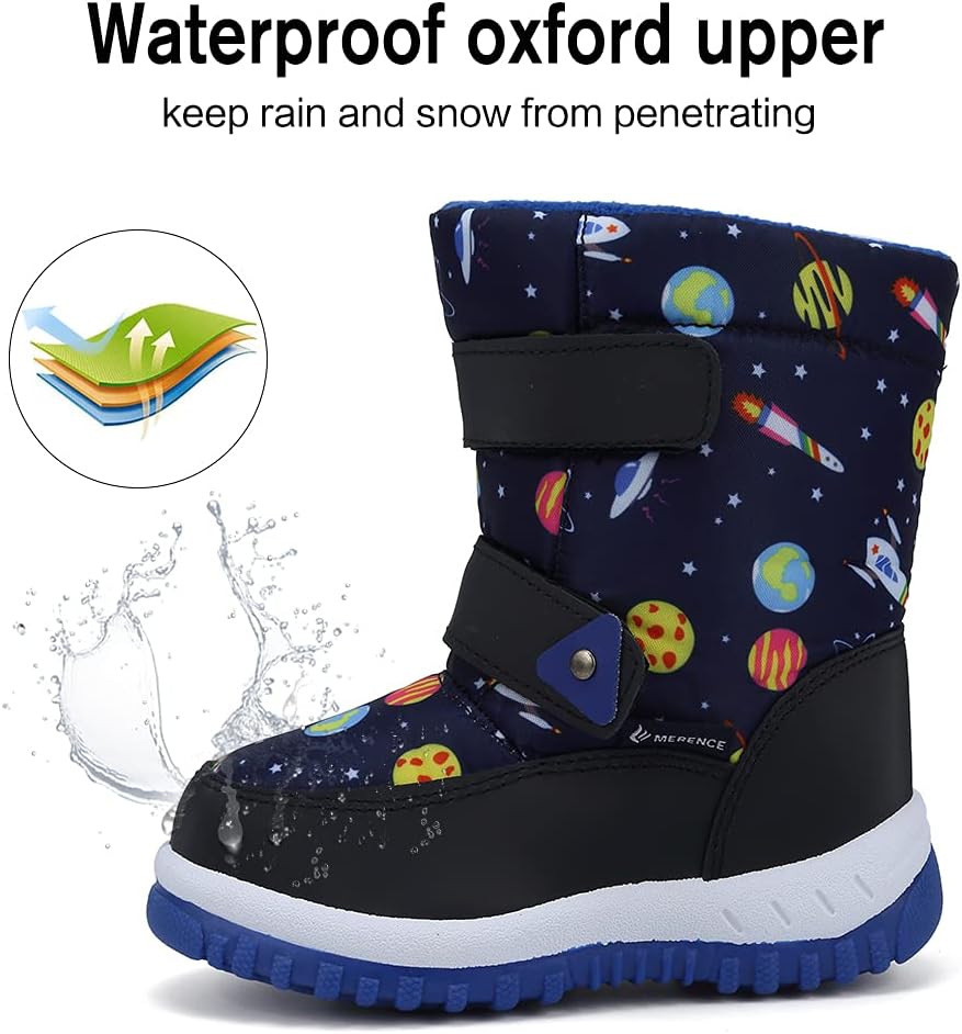 EQUICK Boys Girls Winter Boots Waterproof Lightweight Kid Snow Boots with Fur Outdoor (Toddler/Little Kid/Big Kid)