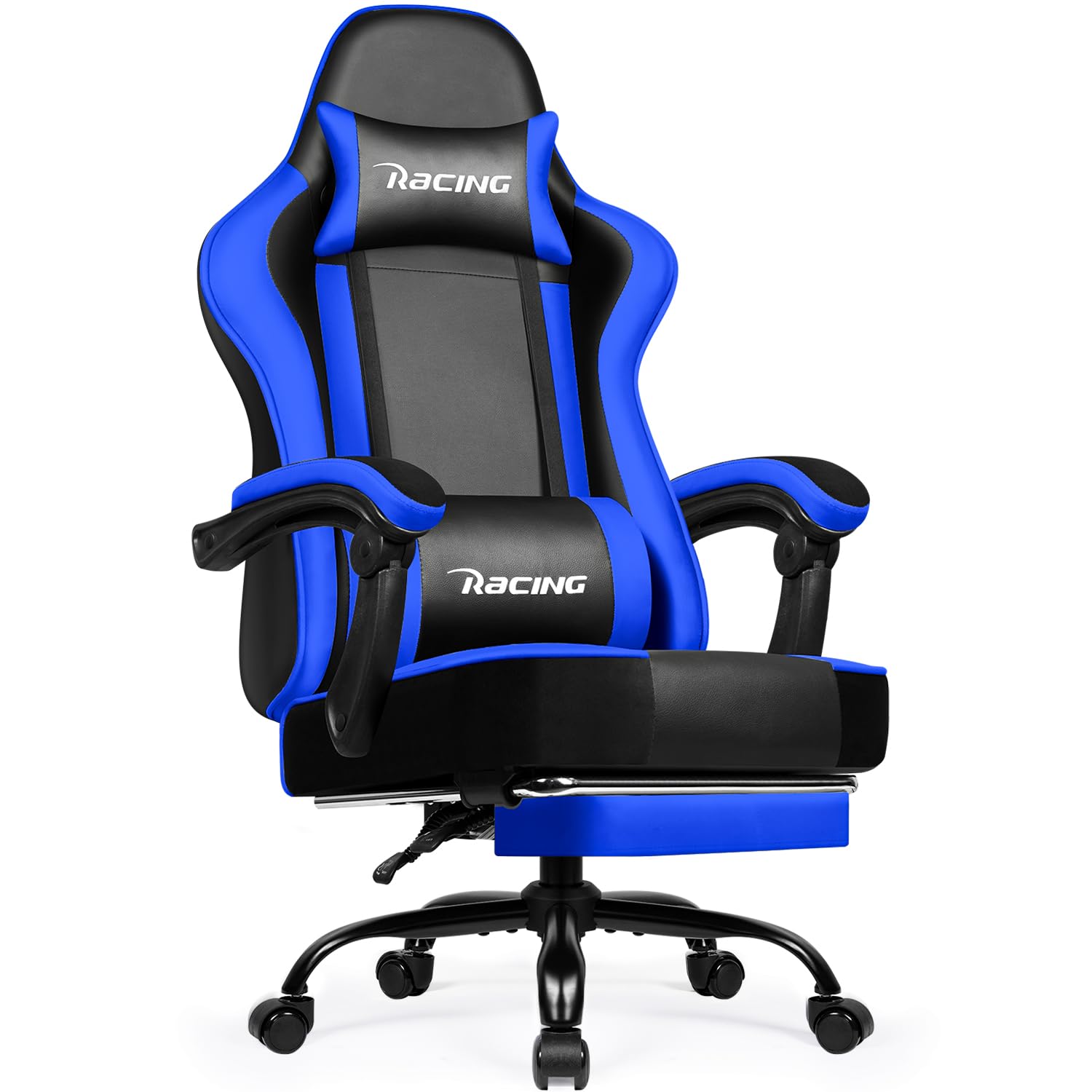 minnouat Gaming Stuhl Ergonomischer mit Fußstütze, Gamer Stuhl 150 kg Belastbarkeit, Gaming Chair Bürostuhl aus Kunstleder