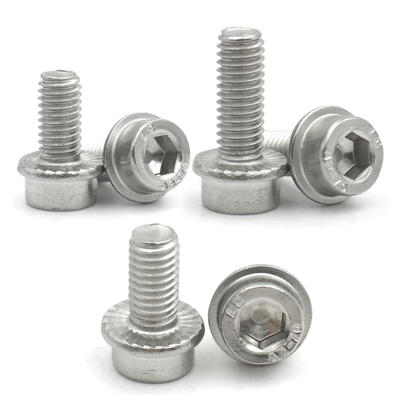 M3 M4 M5 M6 M8 M10 M12 304 Acciaio inossidabile A2-70 Testa esagonale con esagono incassato Rondella flangiata dentellata Vite bullone 10/30 pezzi(65mm,M8 x10pcs)