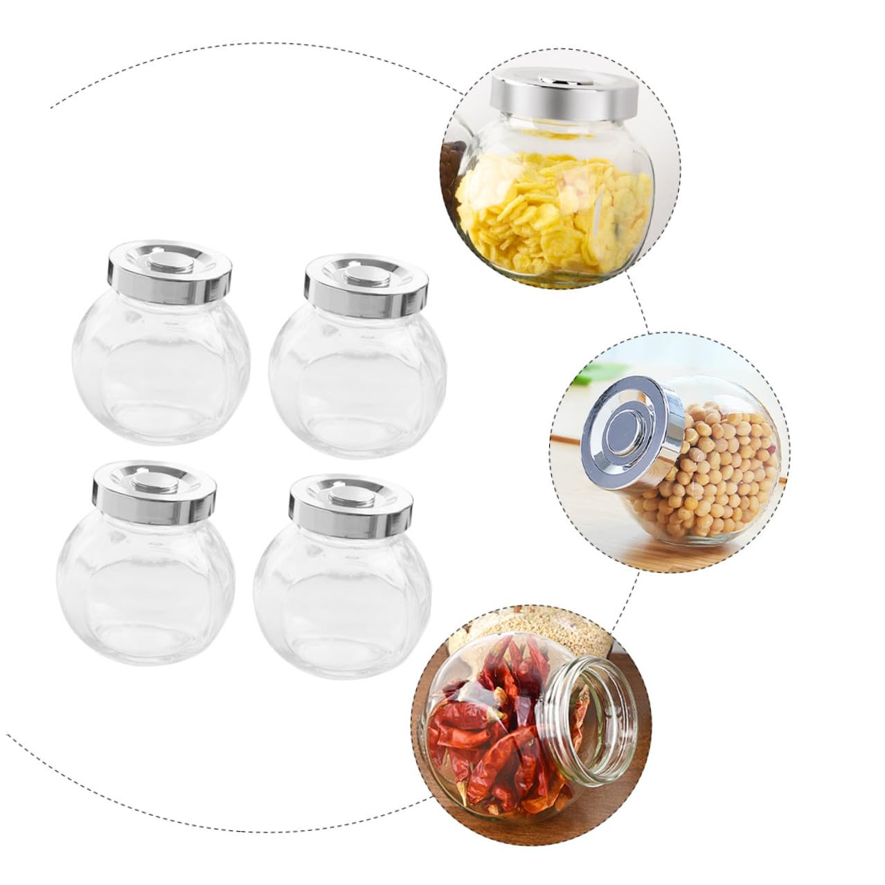 MAGICLULU Set di 8 Barattoli in Vetro Trasparente per Alimenti Chiusura Ermetica, Leggeri per Conservare Frutta Secca e Cereali in Cucina