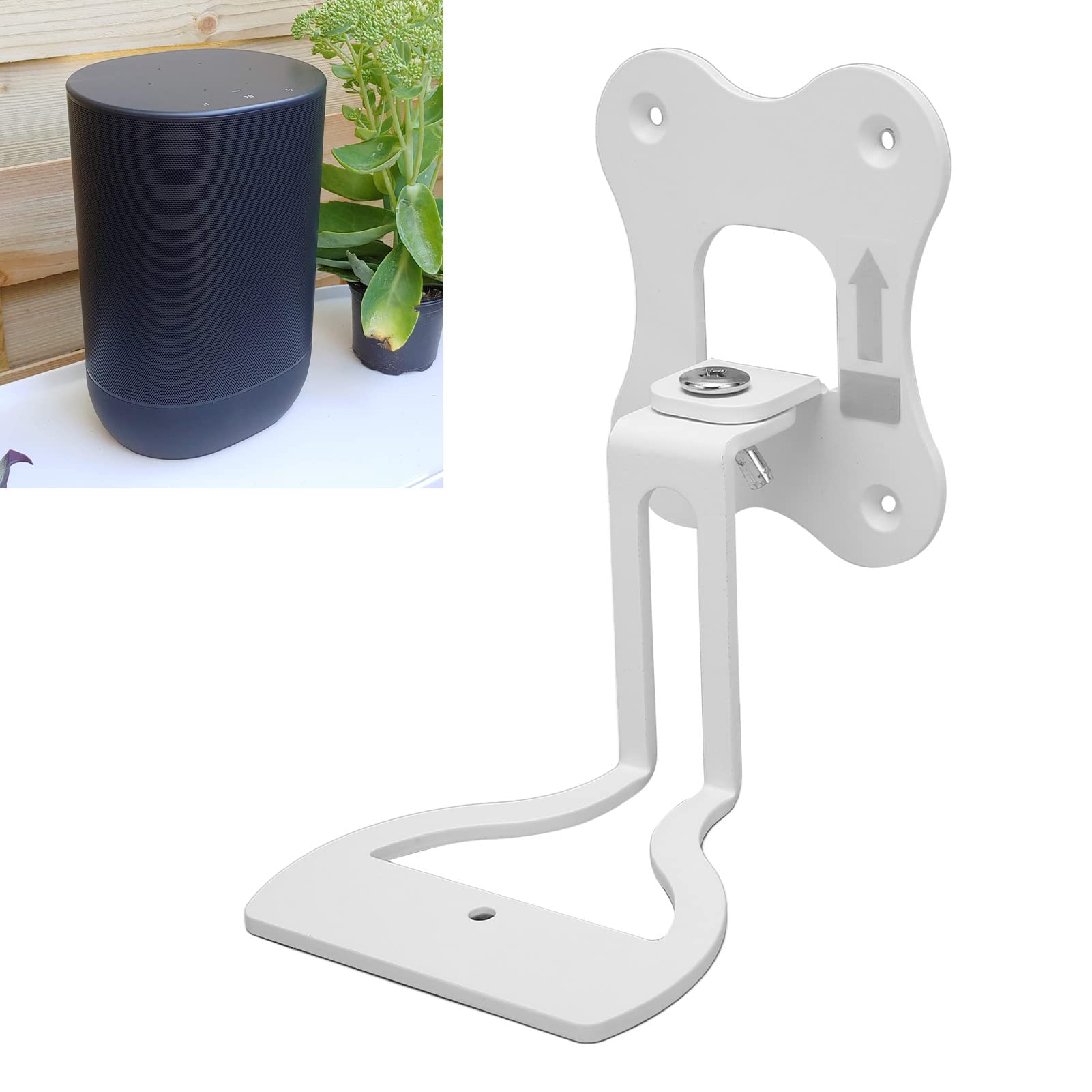 SHYEKYO Speaker Wall Bracket, Strong Load Bearing Metal Rotatable Speaker Wall Mount Bracket Space Saving for Home for Era 100 (White)