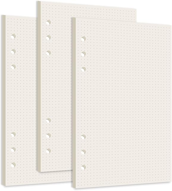Smarpau A5 Refill Paper, 3 Packs 100GSM Planner Refillable Paper, 6 Holes Ring Binder Inserts Paper, 135 Sheets 270 Pages Journal Notebook Loose Leaf Paper for School Office-Dotted