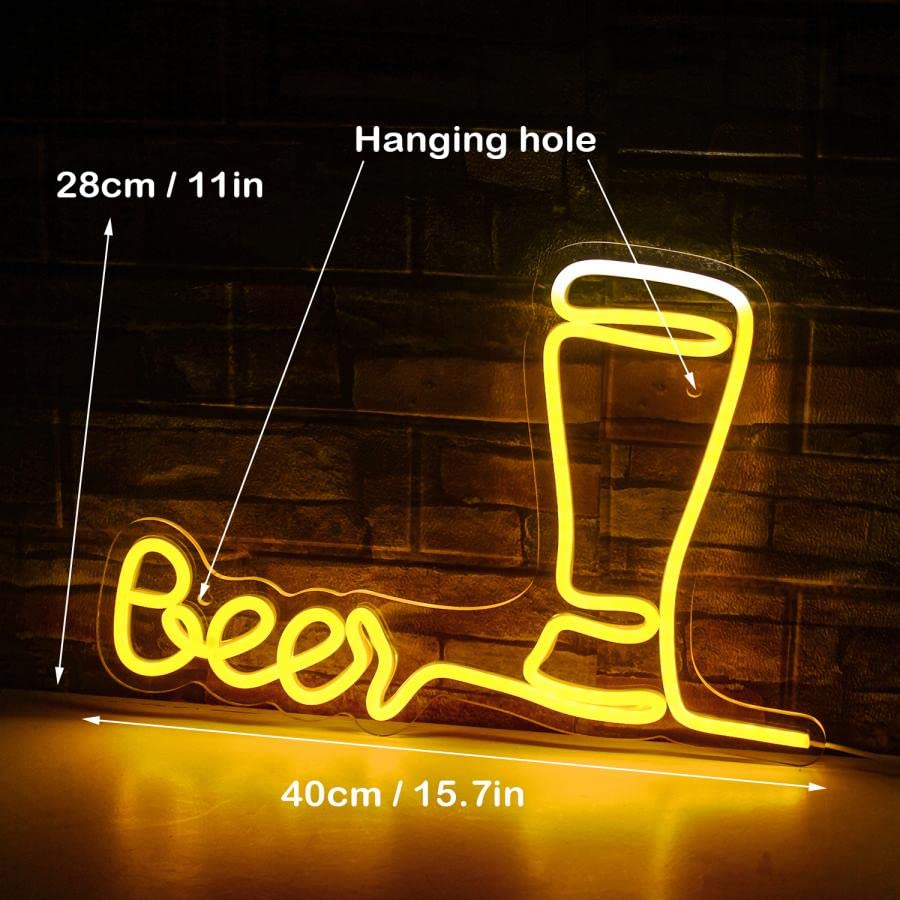 Amazon.co.jp: ビールネオンライト 広告ネオン看板 黄色 LED ビール