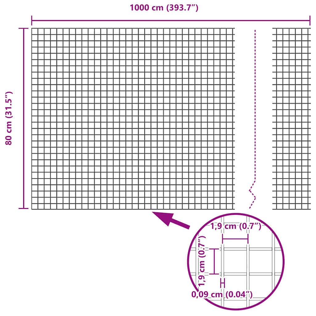 Geschweißter Drahtzaun Grau, Gartenzaun Zaunelement für Außenbereich, Sichtschutz und Sicherheit, 1000 x 80 cm, langlebige Metall Doppelstabmatte als Begrenzung für Terrasse und Vorgarten