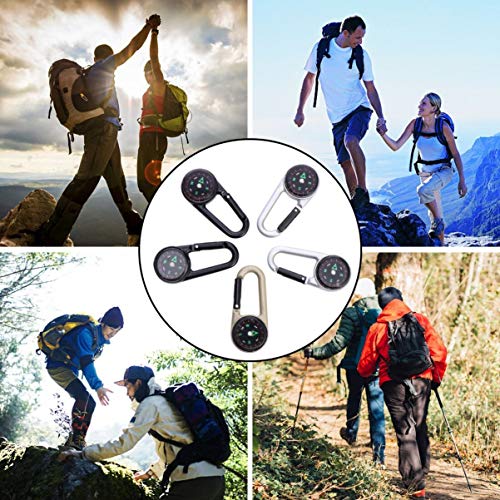 Toyvian 5 peças Mosquetão Bússola Clipe de liga para escaladas, montanhismo, rede, acampamento, equi