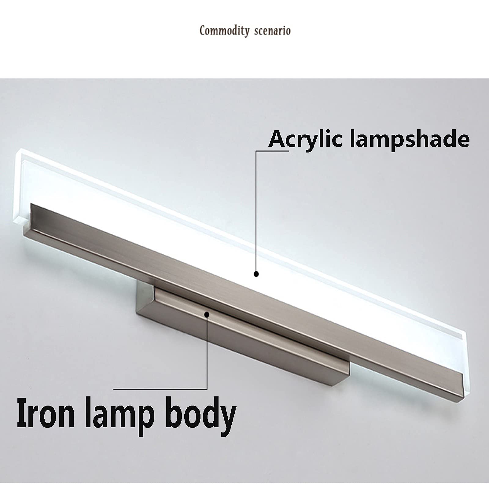 Led Mirror Light 56Cm Nordic Silver Artwork Picture Light Study Room Wodoodporne Światło Ścienne Lampa Do Szaf Lustrzanych