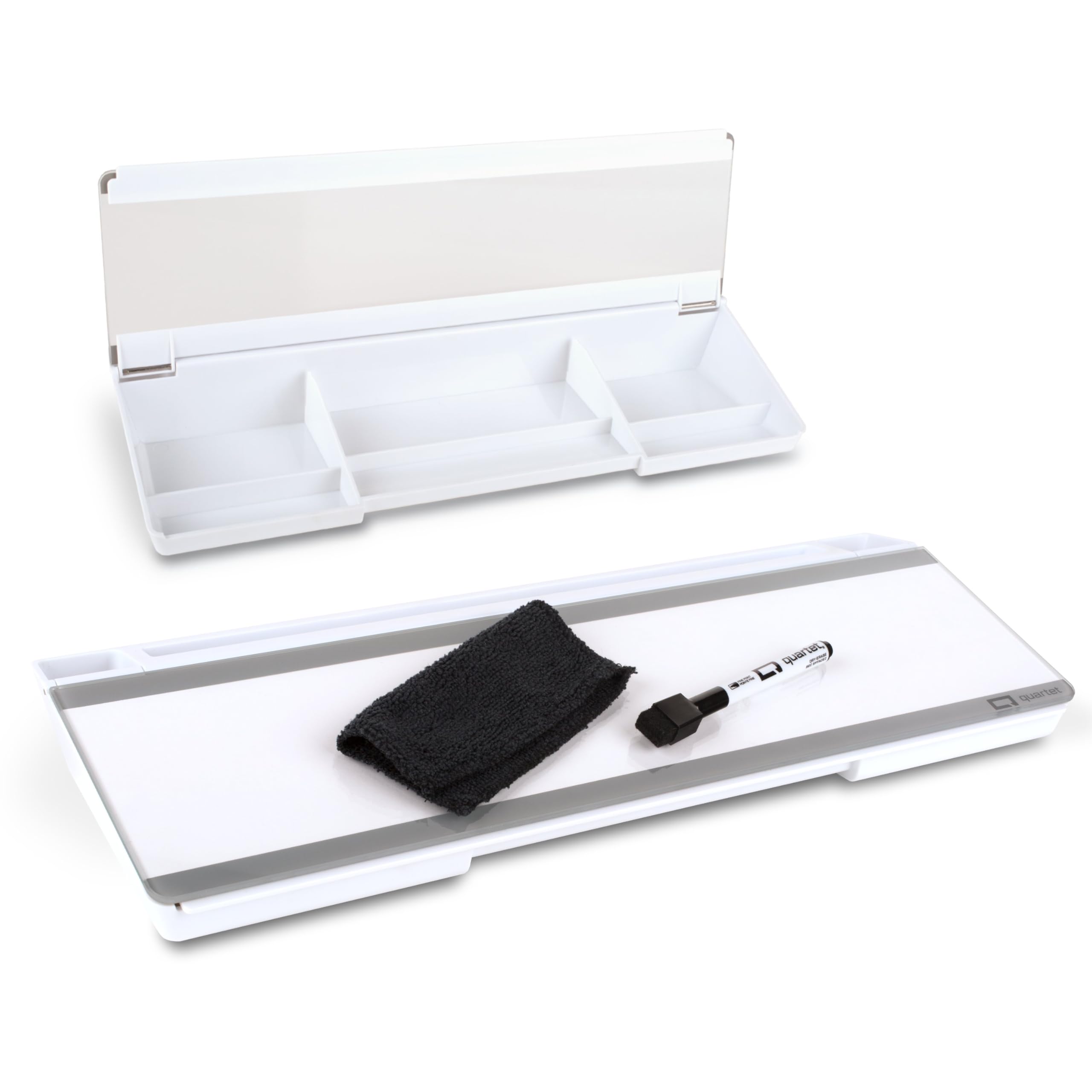 Quartet Lavagna bianca in vetro cancellabile a secco, blocco da scrivania per appunti, 45,7 x 15,2 cm, lavagna bianca con conservazione, modelli e pennarello cancellabile a secco, superficie bianca