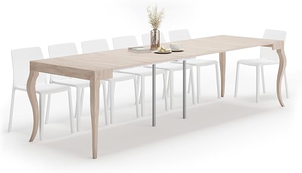 Mobili Fiver Expandable Console Table from 17 to 120 in | Pearled Elm | Extendable Dining Room Table from 2 to 14 People | Space-Saving Design for Small Spaces and Entertaining | Made in Italy