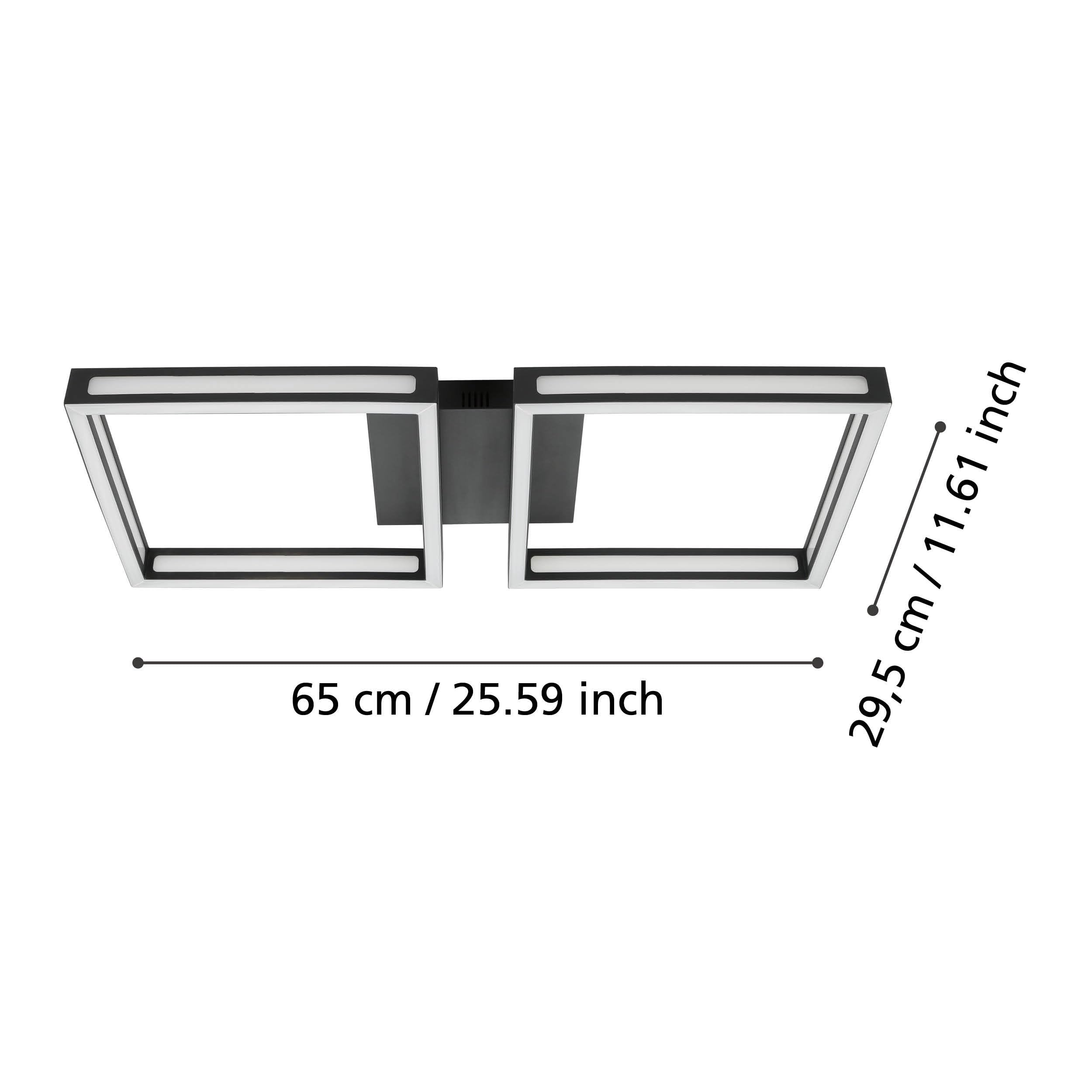Eglo LED lámpara de techo Altaflor, minimalista, iluminación de metal | en negro y plástico en blanco, luz de cocina, L 65 cm