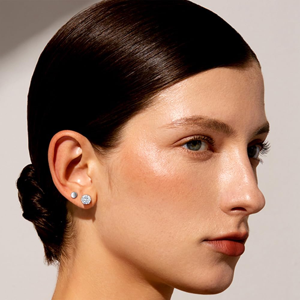 Aretes de tuerca de acero inoxidable con circonita cúbica, hipoalergénicos para mujeres y hombres, aretes de tuerca de titanio 316L sin níquel, modernos y elegantes, Circonita cúbica, Circonia 5