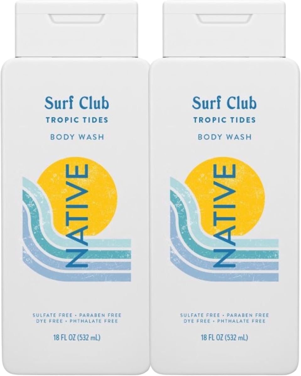 Native Surf Club Tropic Tides Body Wash, enebro crujiente y brisa de sal marina, sin sulfato, 18 fl oz, paquete de 2 (Tropic Tides)