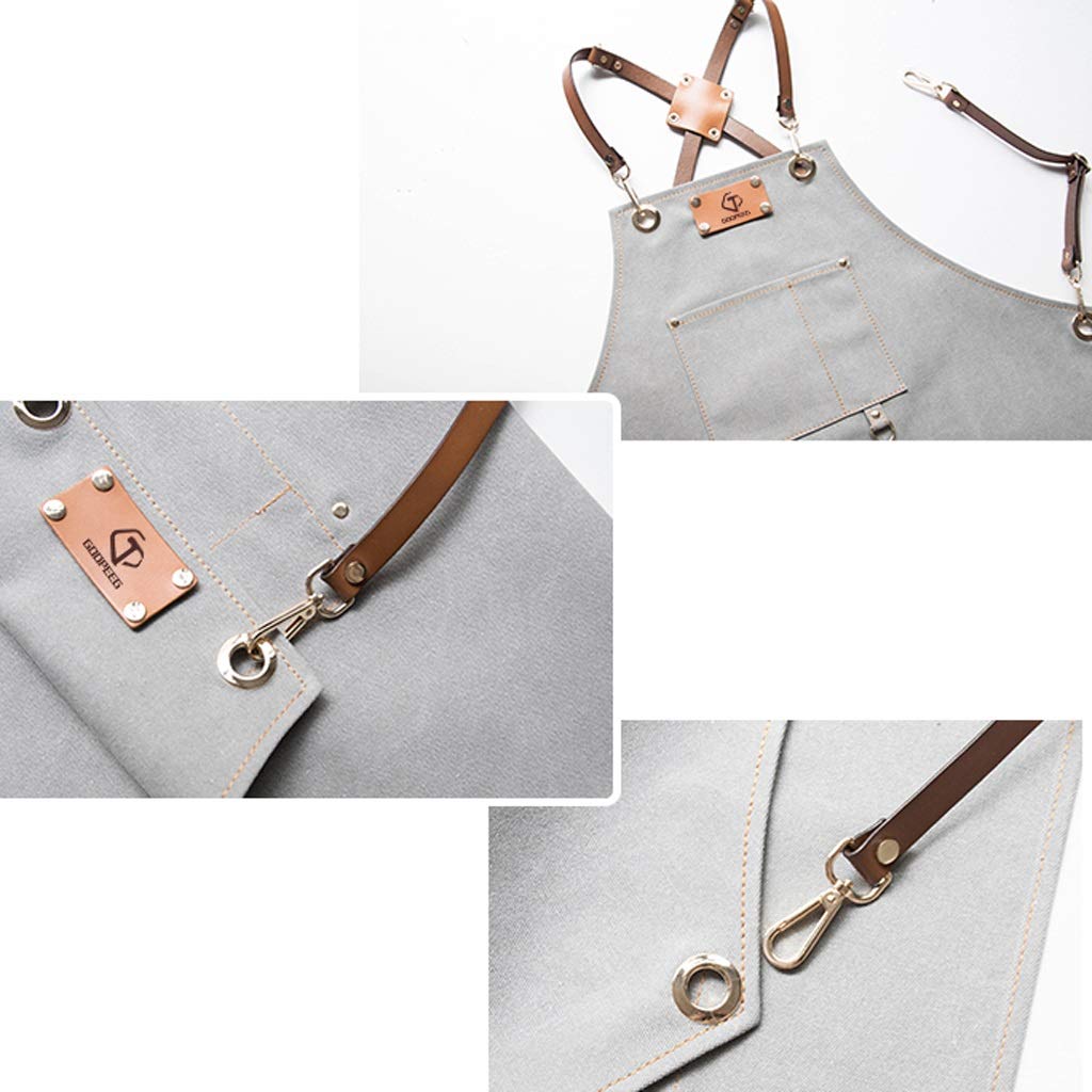 WDX- Delantal Barista Delantal Hecho a Mano Denim Overoles Floral casa Restaurante Ropa de Trabajo La Seguridad (Color : C, Size : L)