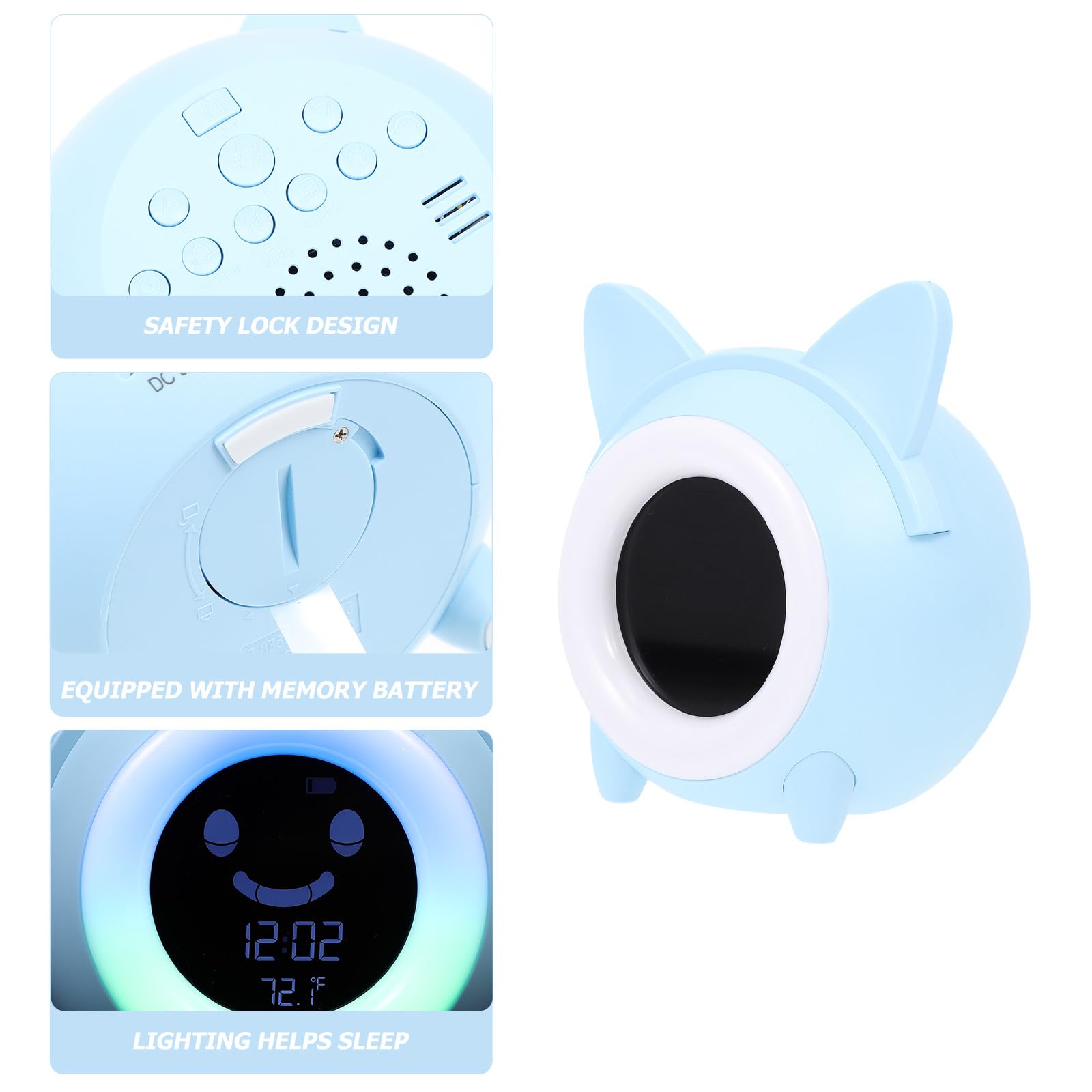 jojofuny Digitaler Kinderwecker mit Nachtlicht und Alarmfunktion Modernes Kunststoffdesign als Nachttischlampe für Mädchen und Jungen im Schlafzimmer