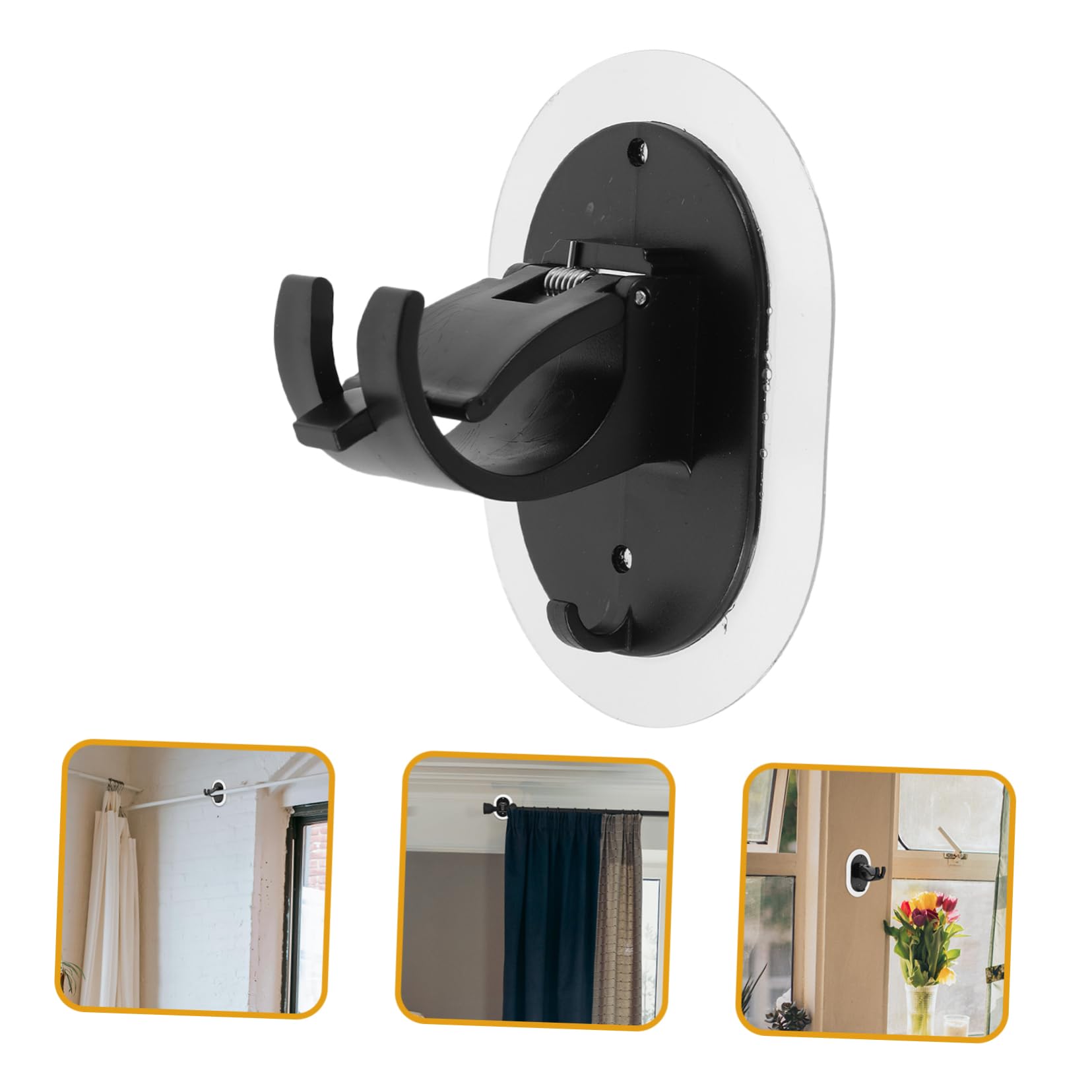 TOPBATHY 4sets Pinces À Tringle À Rideaux Accroches pour Tringles À Rideaux Support Tringle Rideaux Crochets Tiges Canne À Pêche Cintres De Rideaux Support De Tige Plastique Black 4pcs * 4