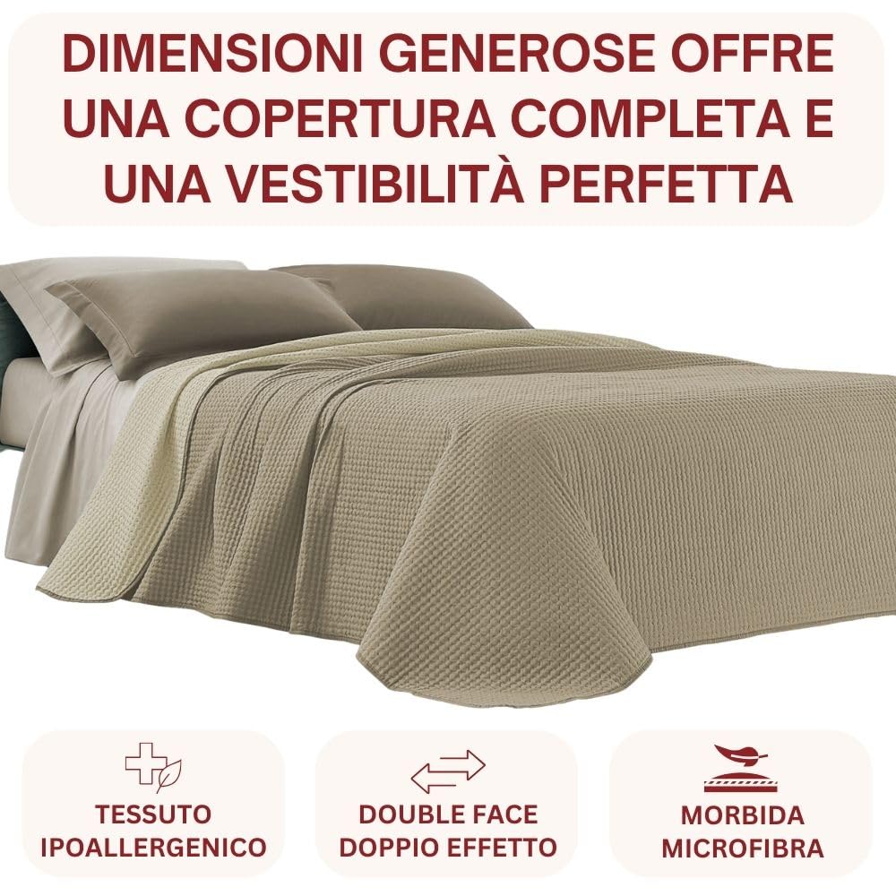 L'ANTICO ARCOLAIO - Copriletto Matrimoniale (80gr/m2) Trapunta Matrimoniale Primaverile, Trapunta Estiva Matrimoniale Leggera Microfibra, Trapuntino Estivo Matrimoniale Double Face 100% Made in Italy