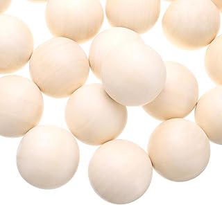 uxcell 25 Pcs Wooden Round Balls 1-3/8" (35mm) Unfinished Wooden Balls, Natural Wood Spheres for Crafts, Arts and DIY Project