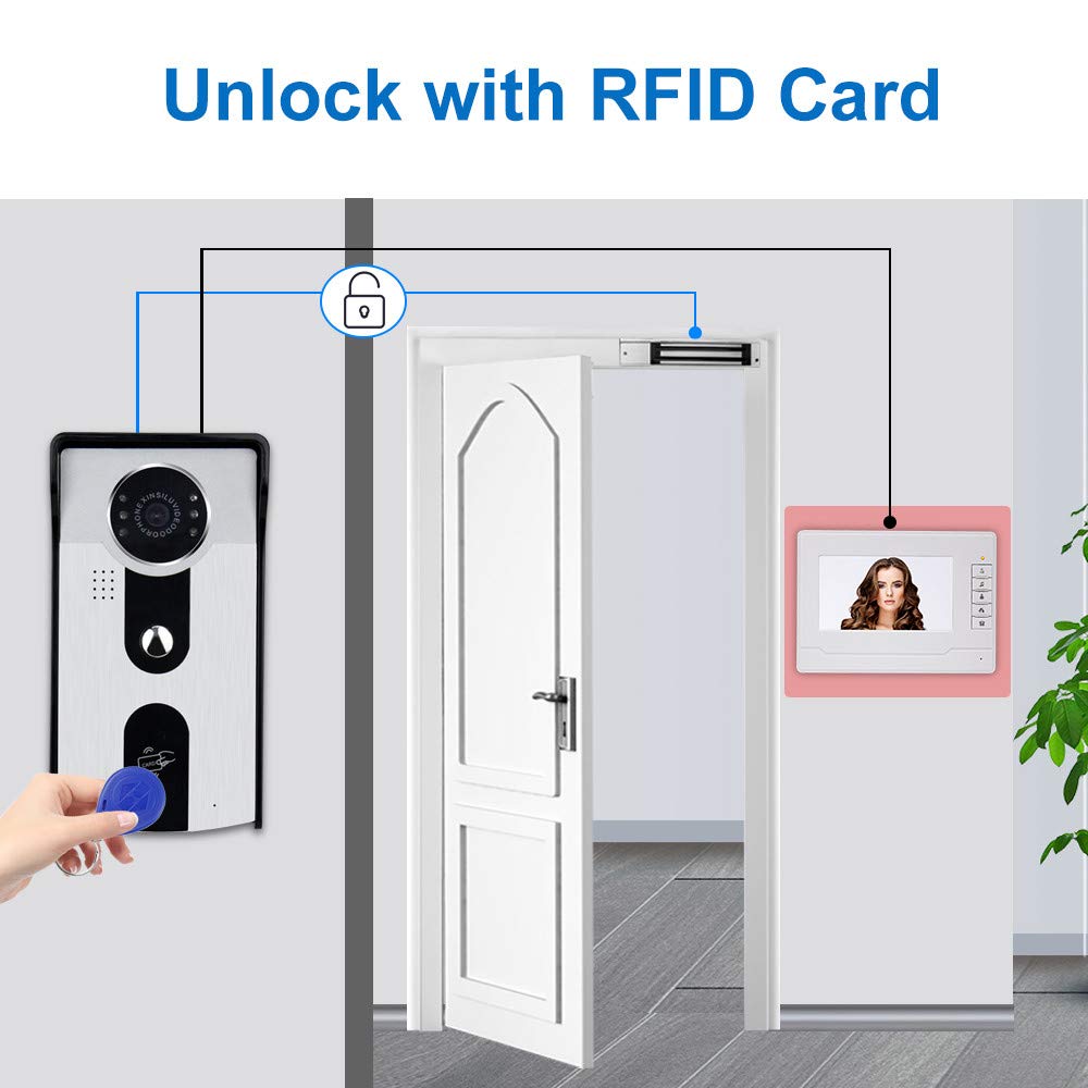 AMOCAM Video Intercom System, Wired 7 Inches Monitor Video Doorphone Doorbell System,Video Door Phone HD Camera Kits Support Unlock, Monitoring, Dual-Way Intercom For Villa House Office Apartment - View #13